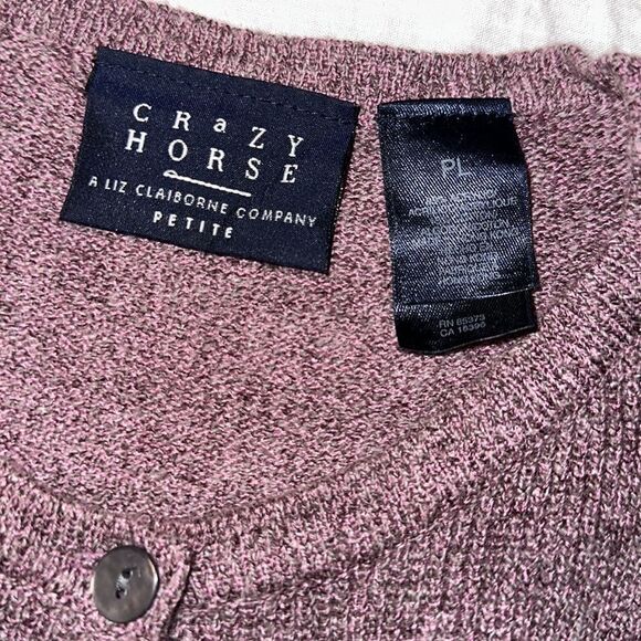 Crazy Horse LP Lavender Purple Heathered Cuffed Quarter Sleeve Cardigan - Picture 10 of 12